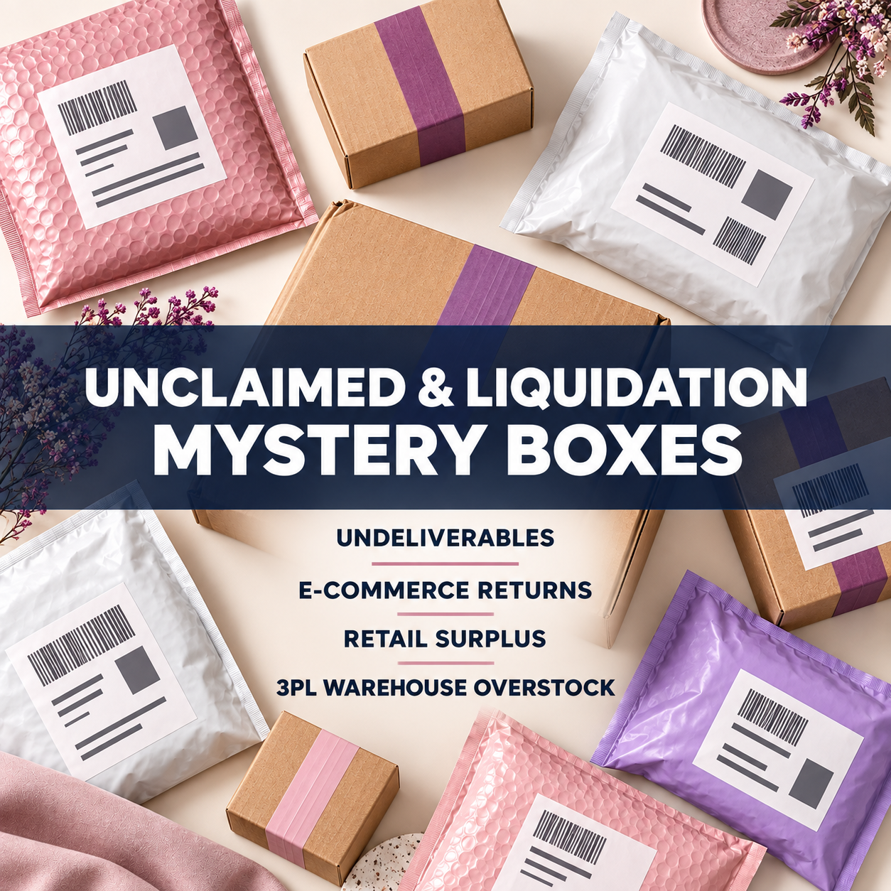 Unclaimed and liquidation mystery parcels arranged for shipping