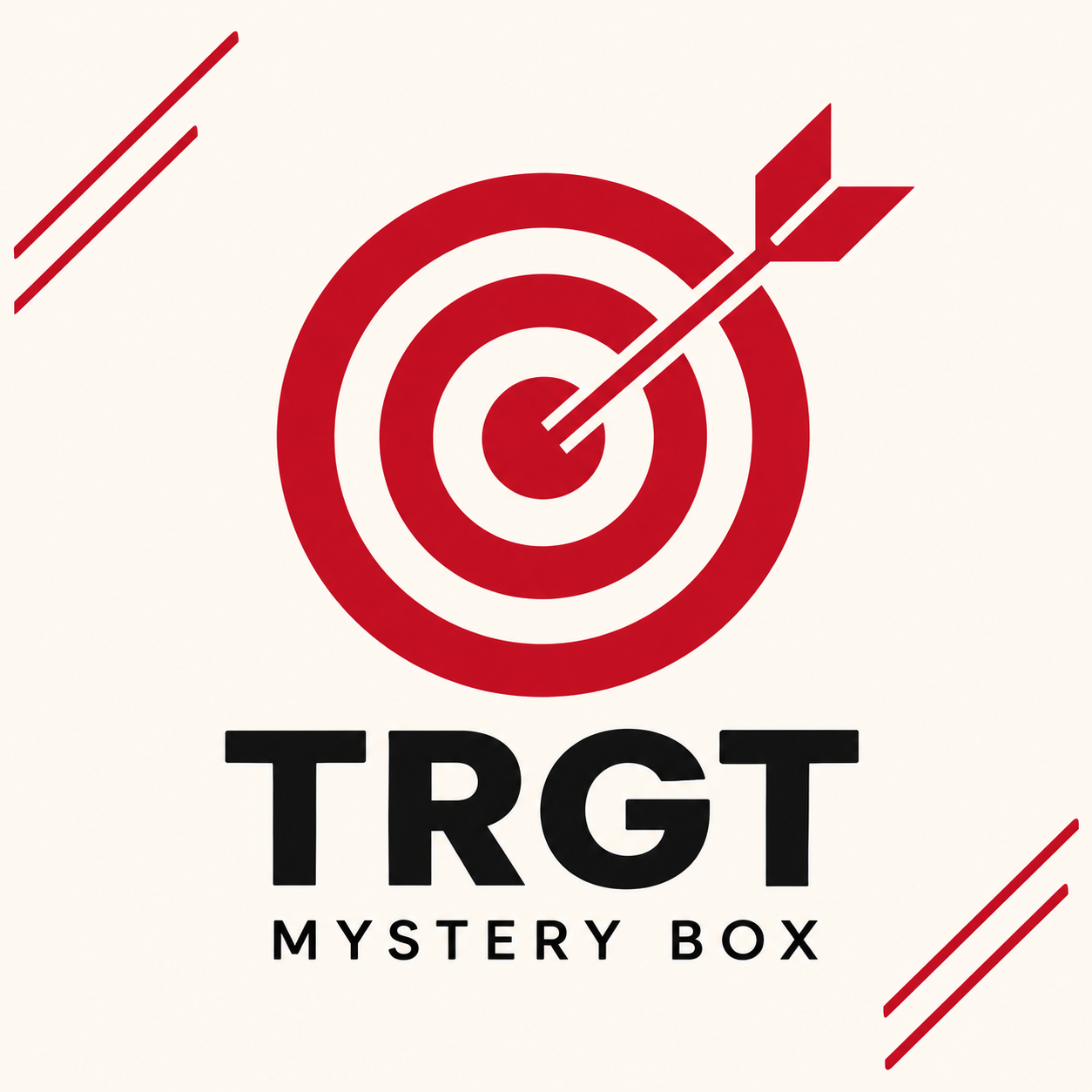 TGT mystery box graphic with a red target and arrow
